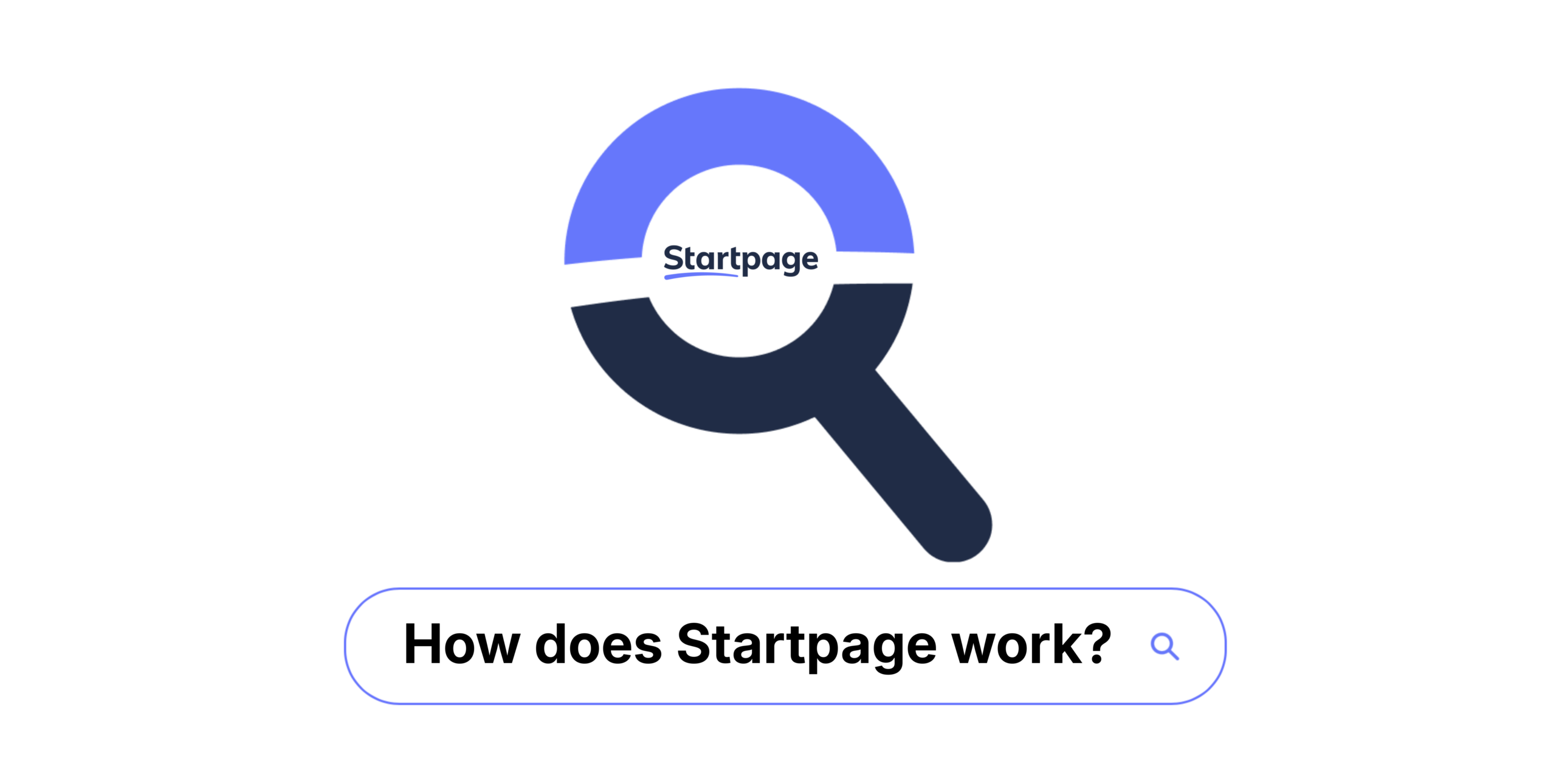 Startpage private search illustration with magnifying glass and search bar